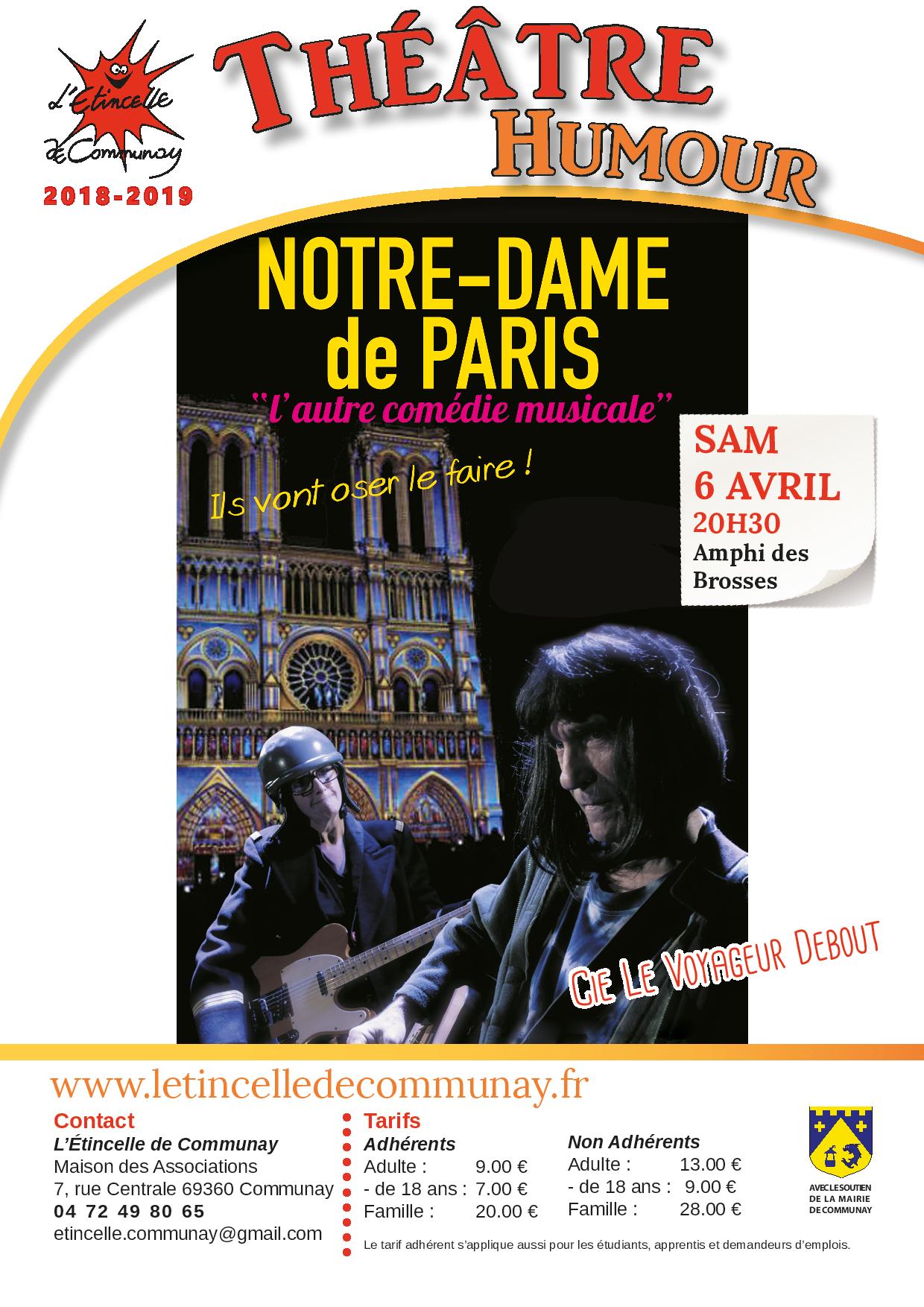 Sam 6 avril : Théâtre humour “Notre Dame de Paris, l’autre comédie musicale”
