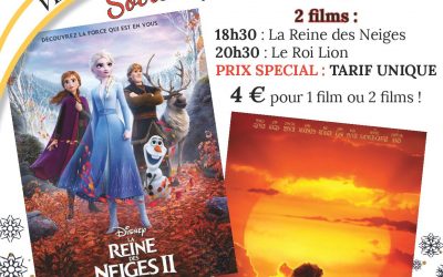 Cinéma de Noël : “La Reine des Neiges 2” + “Le Roi Lion”